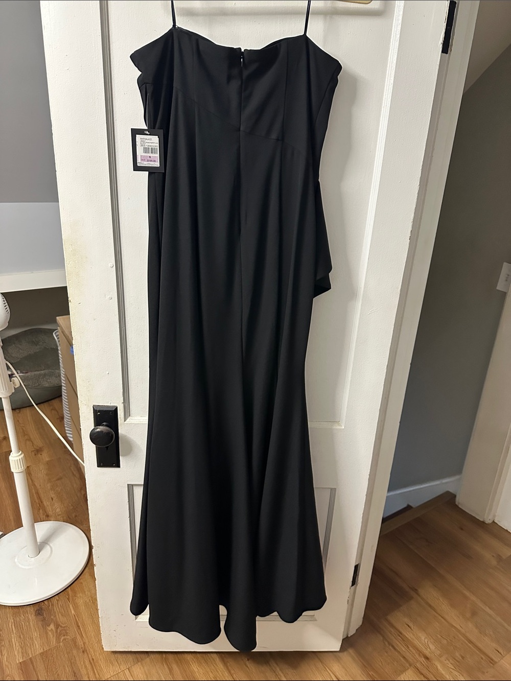 MARINA Black Strapless Ruffle Gown - Picture 5 of 7